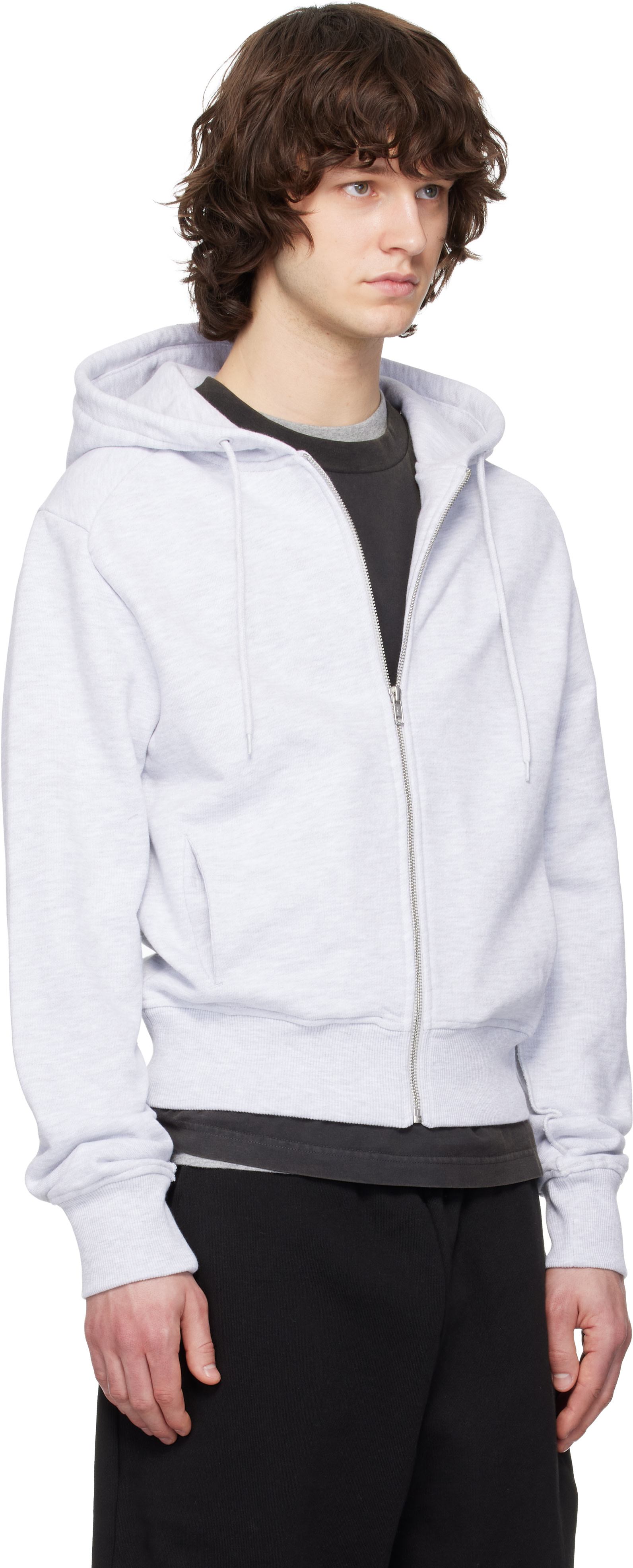 Entire Studios - Pull à capuche ajusté gris à glissière