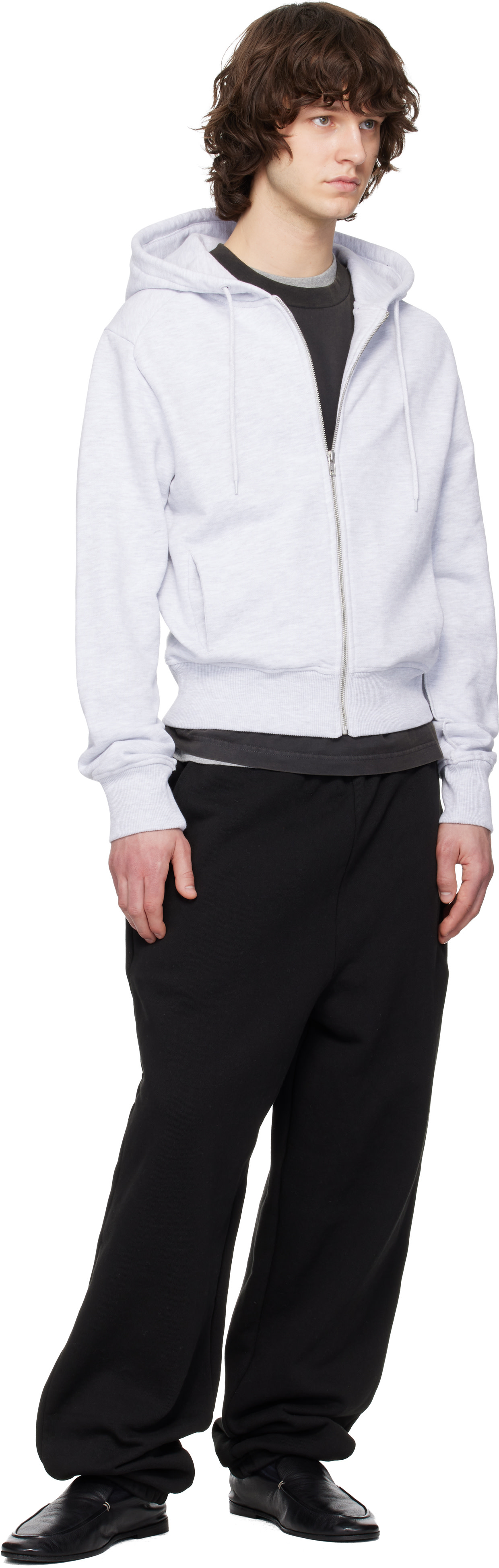 Entire Studios - Pull à capuche ajusté gris à glissière