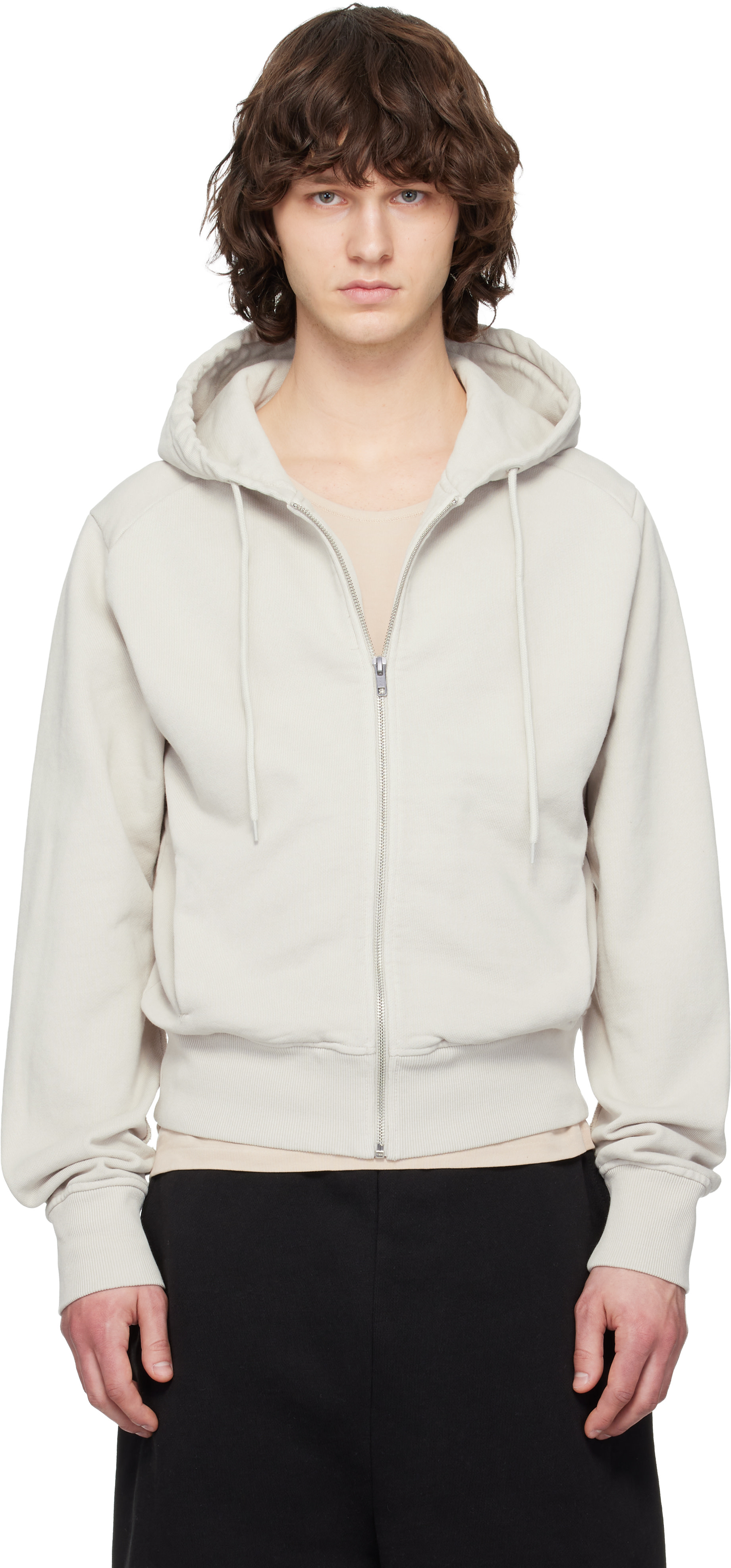 トップス entire studios Entire Studios: Off-White Slim Zip Up Hoodie | SSENSE