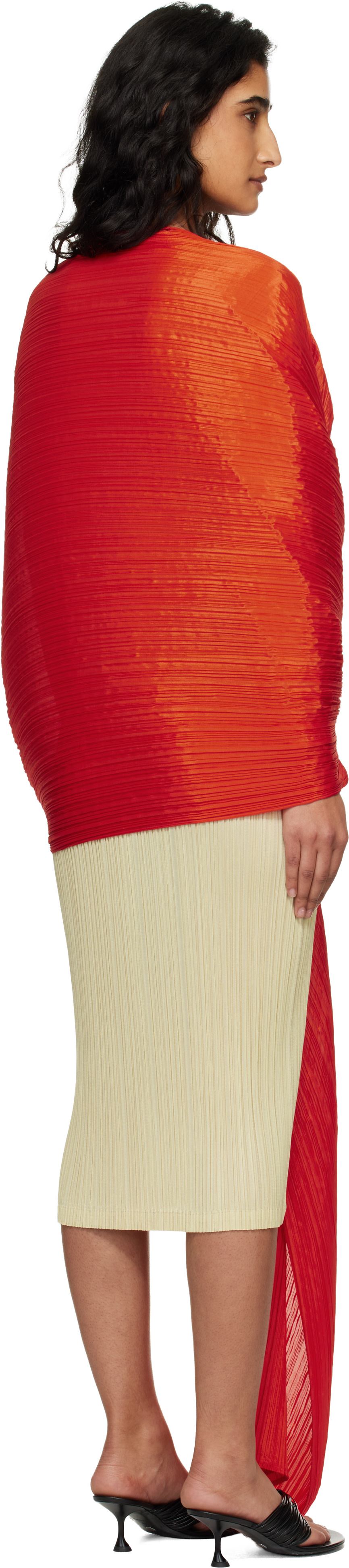 PLEATS PLEASE ISSEY MIYAKE: Orange Madame-T Scarf | SSENSE