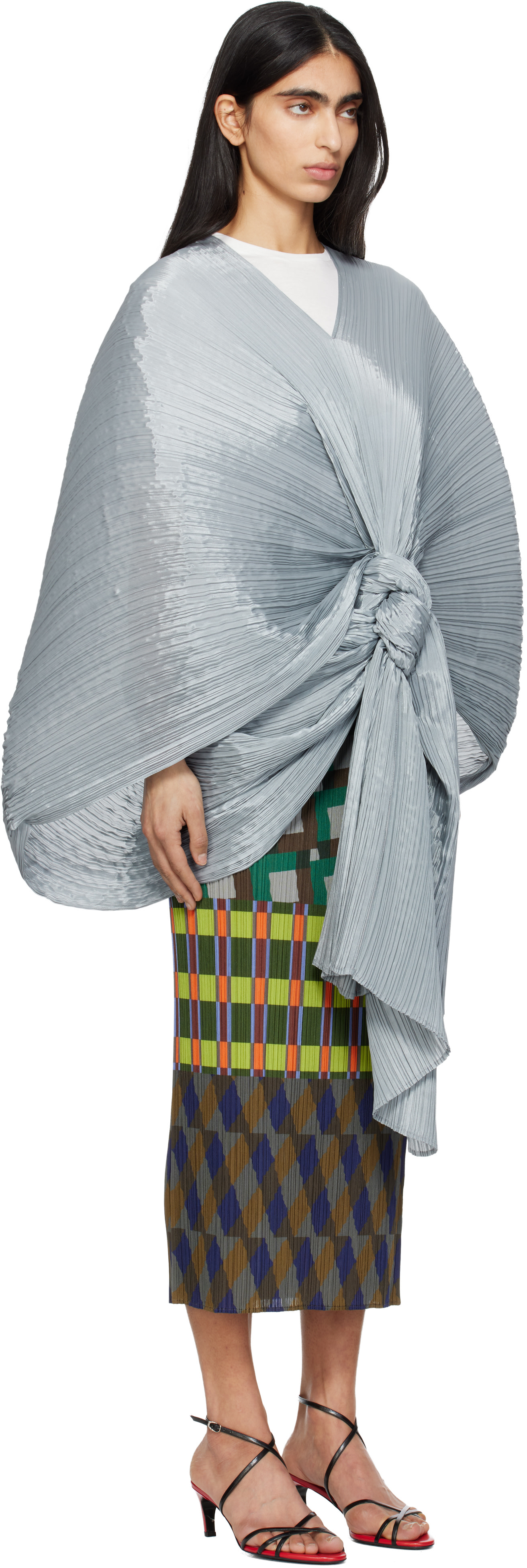 PLEATS PLEASE ISSEY MIYAKE: Gray Madame-T Scarf | SSENSE