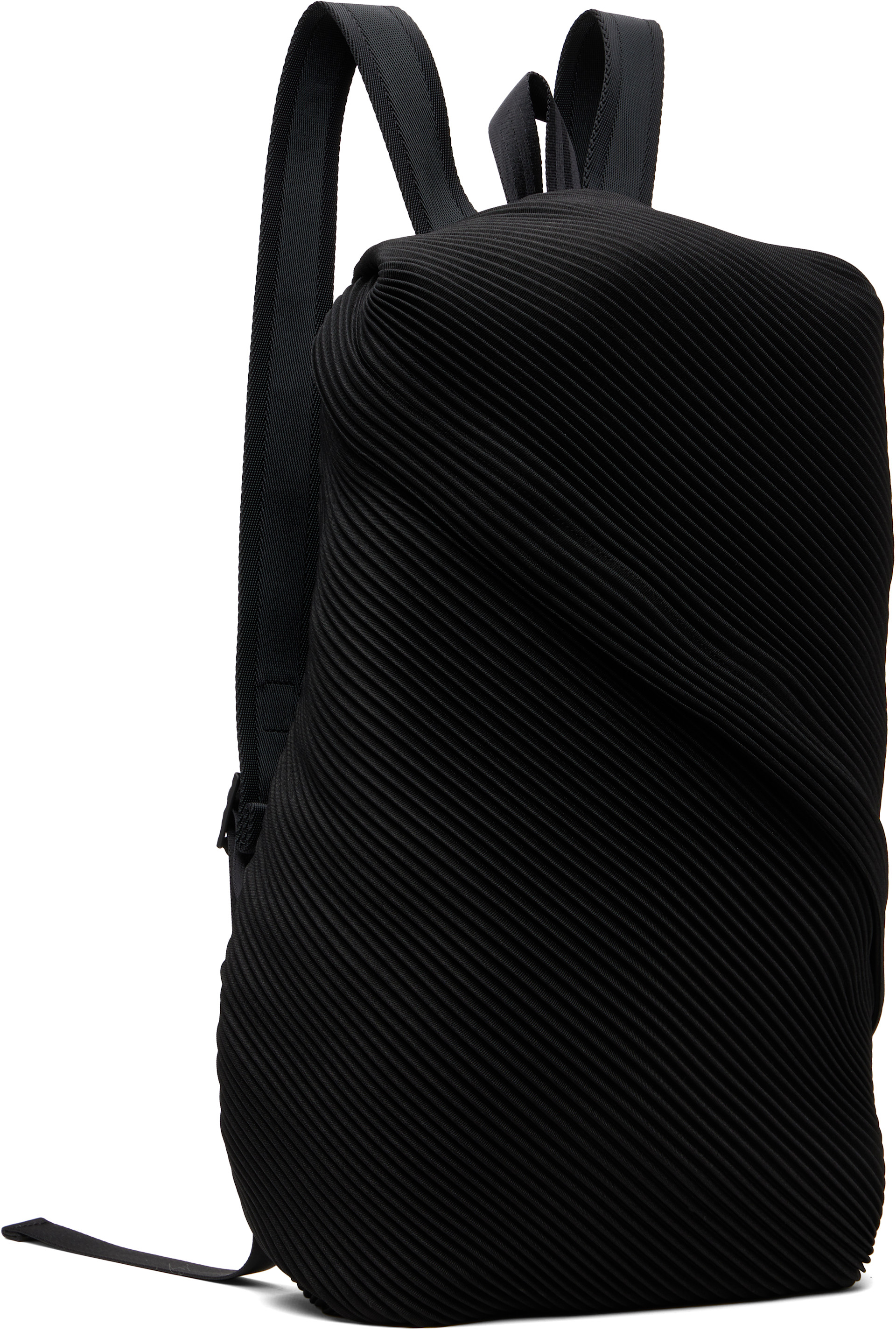 PLEATS PLEASE ISSEY MIYAKE: Black Bias Pleats Backpack | SSENSE