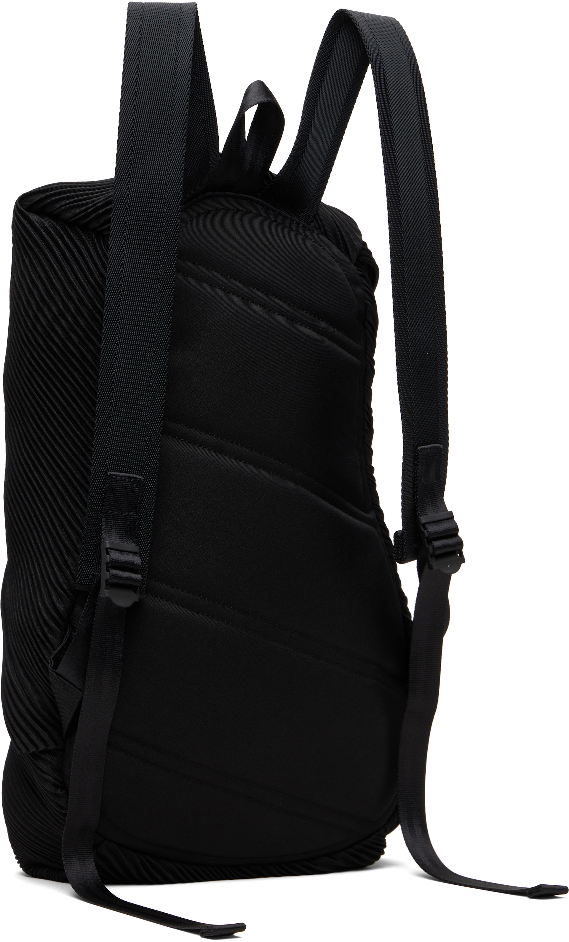 PLEATS PLEASE ISSEY MIYAKE: Black Bias Pleats Backpack | SSENSE