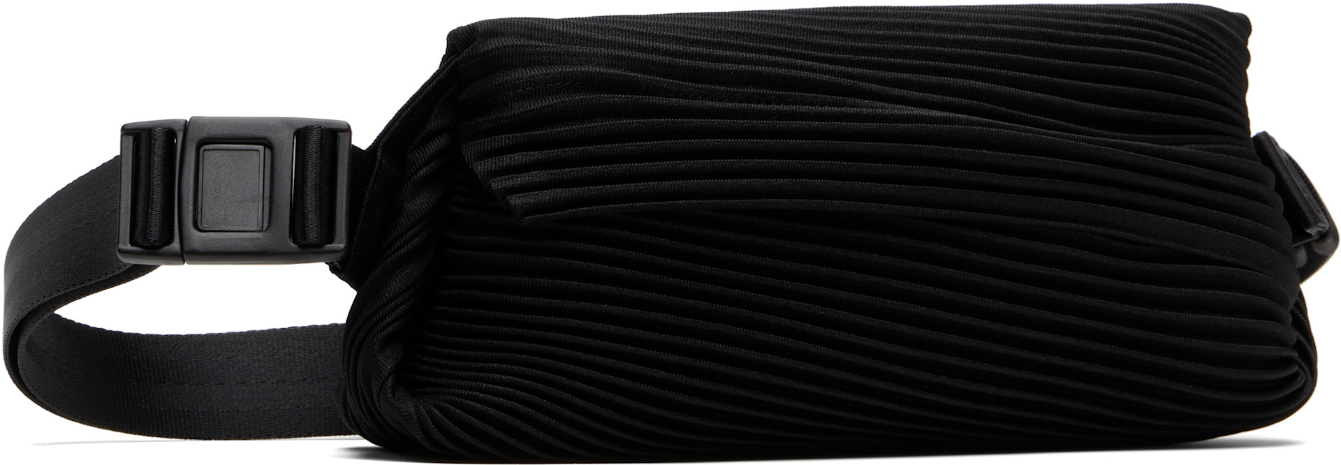 PLEATS PLEASE ISSEY MIYAKE: Black Bias Pleats Waist Pouch | SSENSE