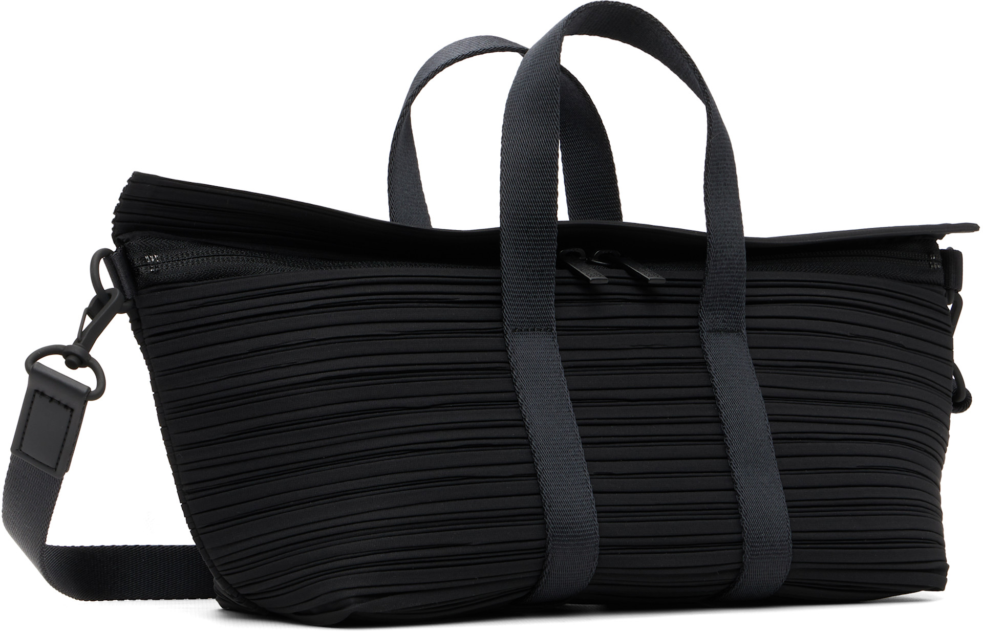 PLEATS PLEASE ISSEY MIYAKE: Black Pleats Boston Bag | SSENSE