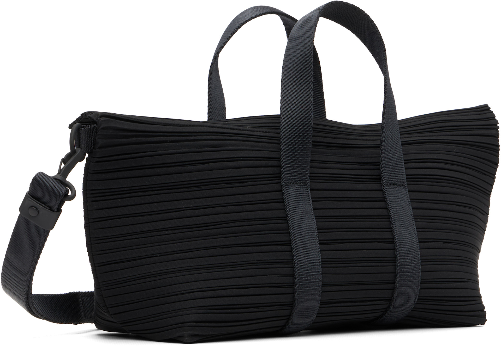 PLEATS PLEASE ISSEY MIYAKE: Black Pleats Boston Bag | SSENSE