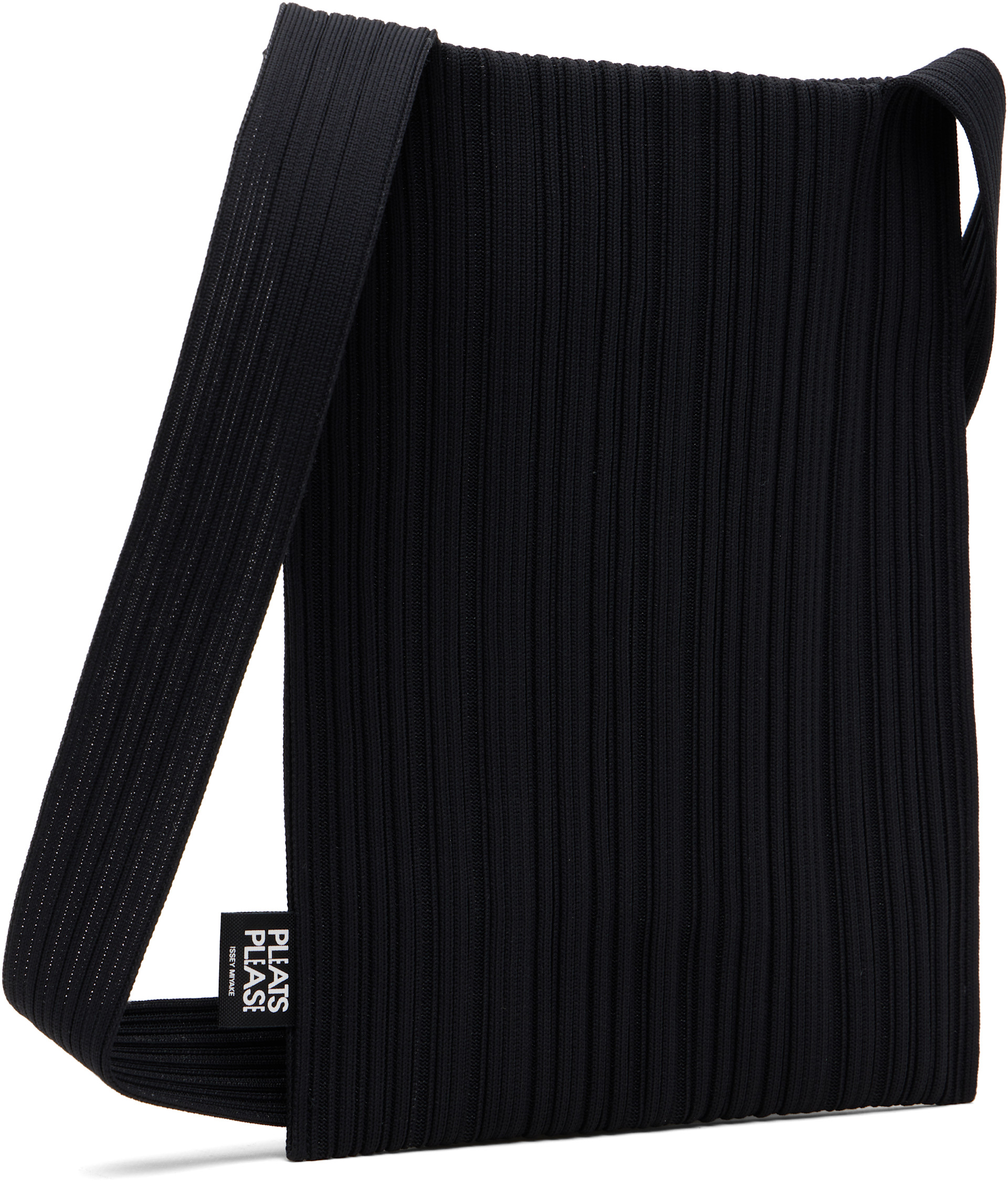 PLEATS PLEASE ISSEY MIYAKE: Black Crepe Knit Bag | SSENSE