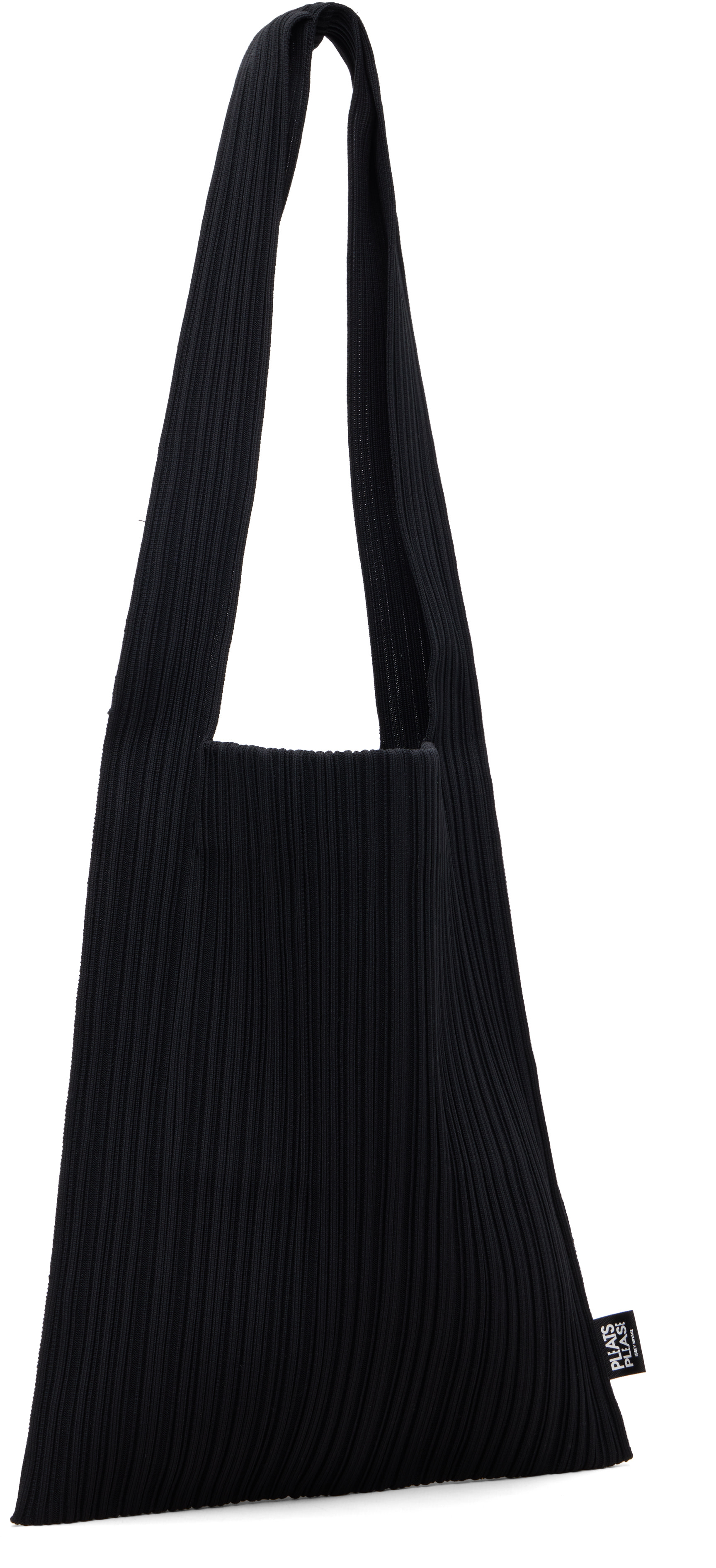 PLEATS PLEASE ISSEY MIYAKE: Black Crepe Knit Tote | SSENSE