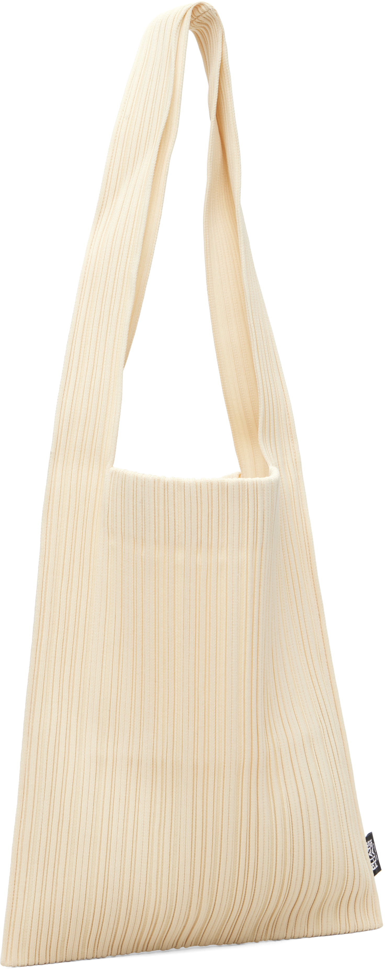 PLEATS PLEASE ISSEY MIYAKE: Beige Crepe Knit Tote | SSENSE Canada