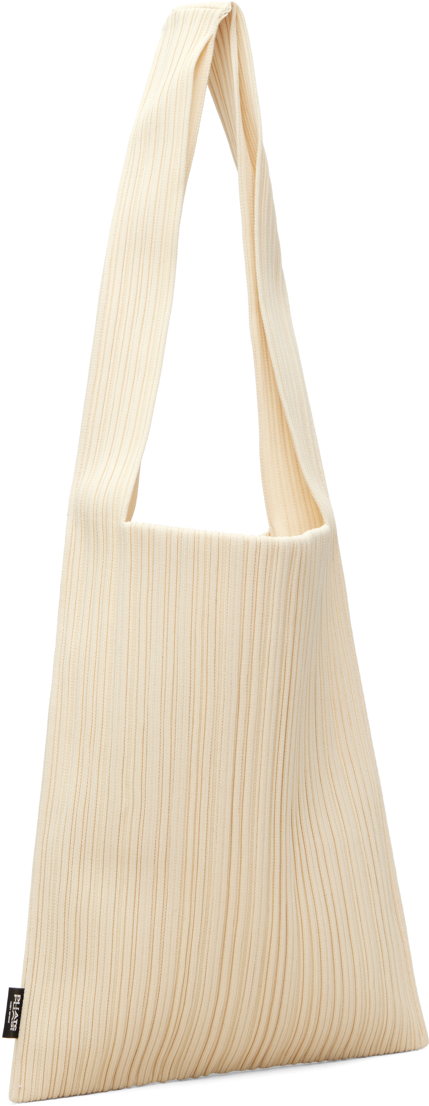 PLEATS PLEASE ISSEY MIYAKE: Beige Crepe Knit Tote | SSENSE Canada