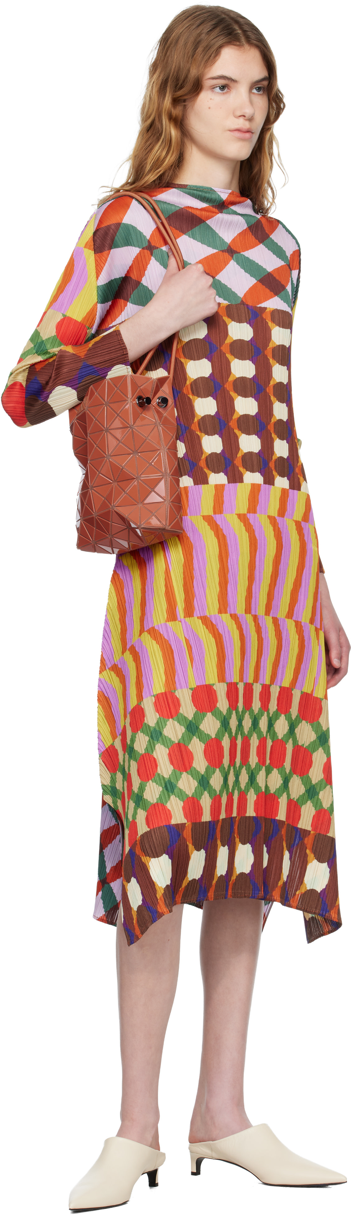PLEATS PLEASE ISSEY MIYAKE: Multicolor Harmony Midi Dress | SSENSE