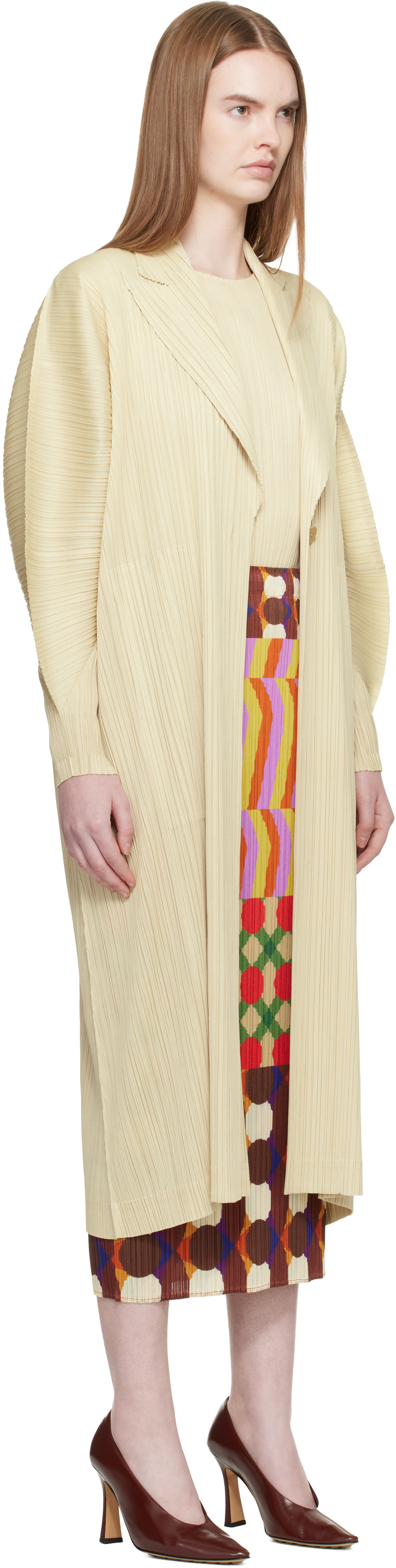 PLEATS PLEASE ISSEY MIYAKE: Beige Monthly Colors December Coat