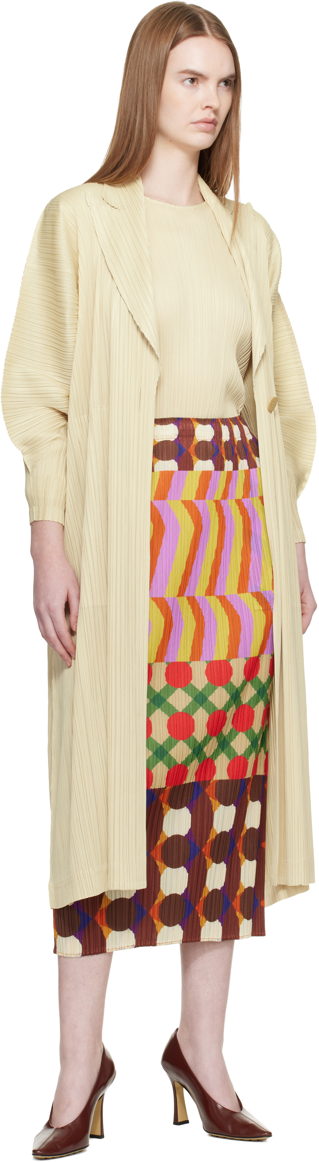 極美品✨PLEATS PLEASE プリーツ　長袖　ベージュ　XLサイズ PLEATS PLEASE ISSEY MIYAKE: Beige Monthly Colors December Coat