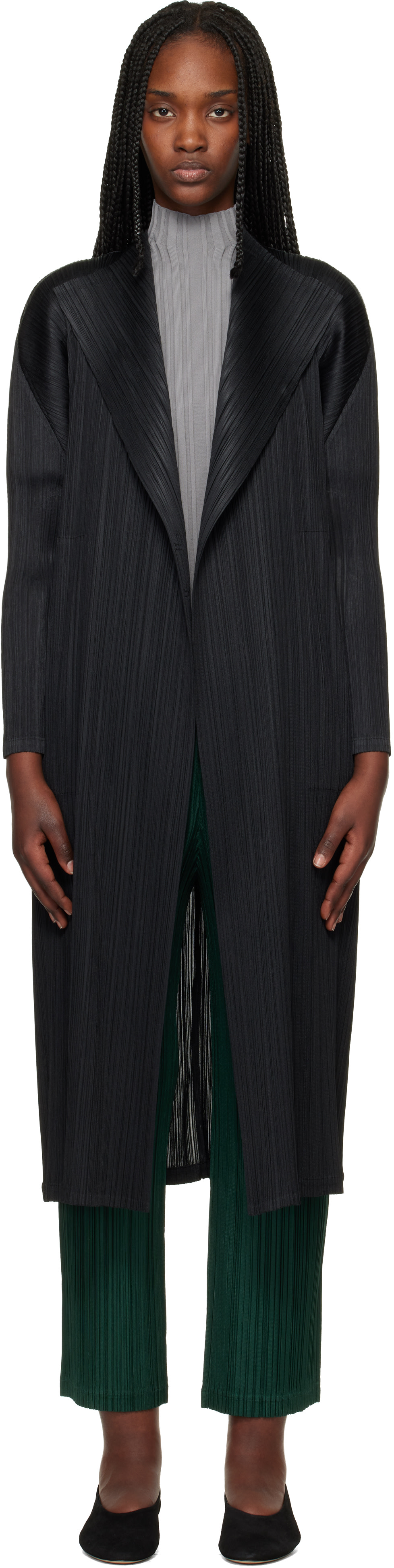 PLEATS PLEASE ISSEY MIYAKE - Black Facade Coat