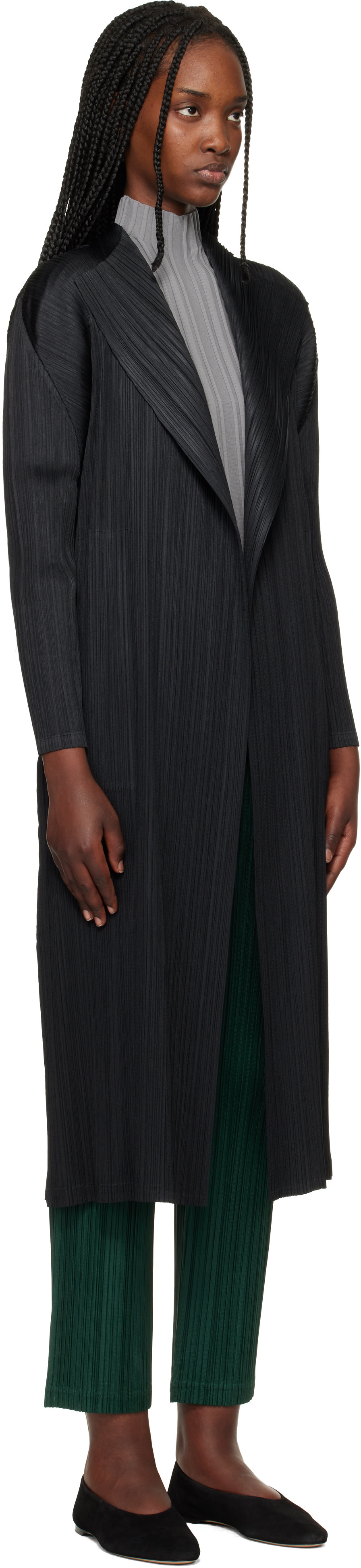 PLEATS PLEASE ISSEY MIYAKE - Black Facade Coat