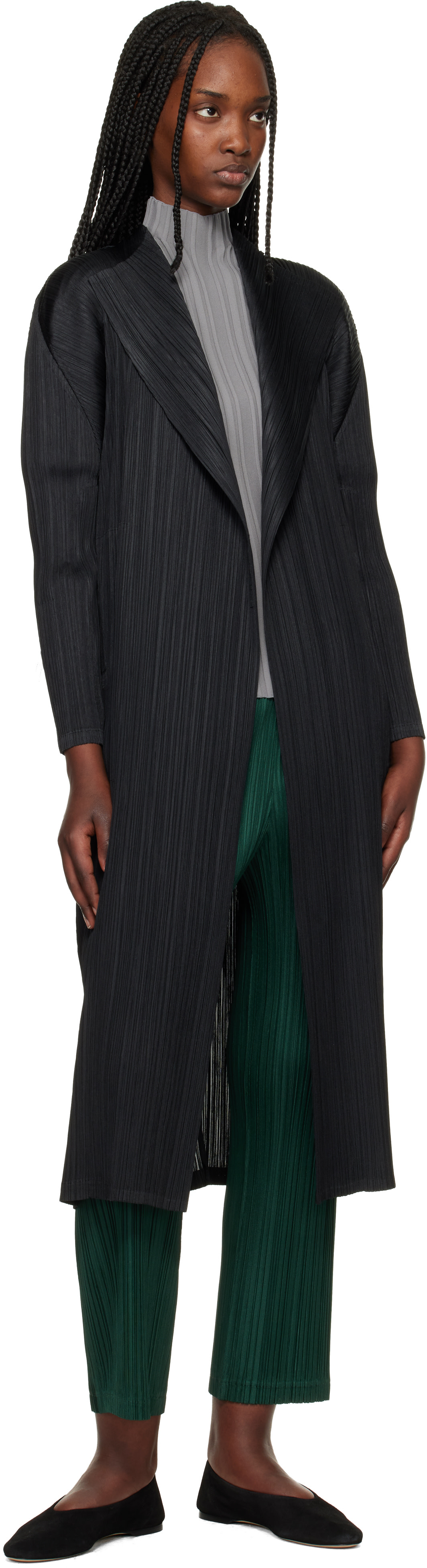 PLEATS PLEASE ISSEY MIYAKE - Black Facade Coat