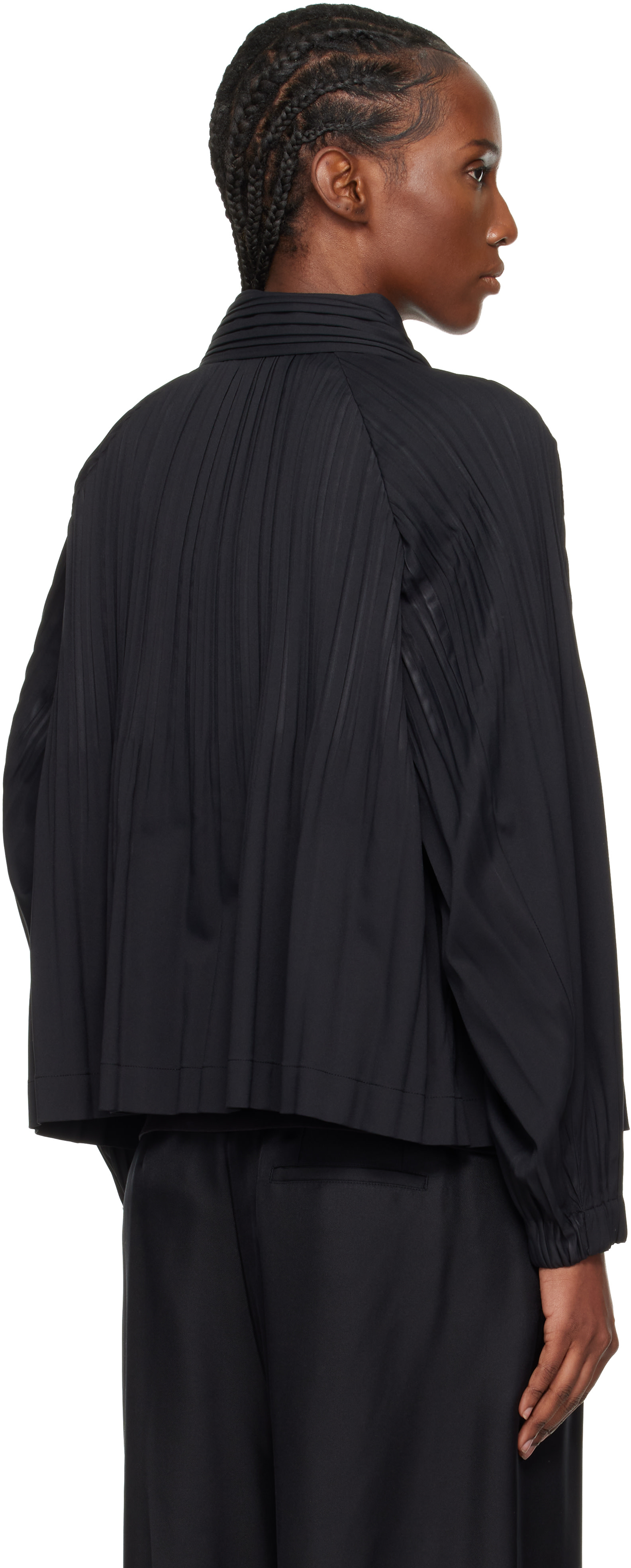 PLEATS PLEASE ISSEY MIYAKE: Black Smooth Jacket | SSENSE