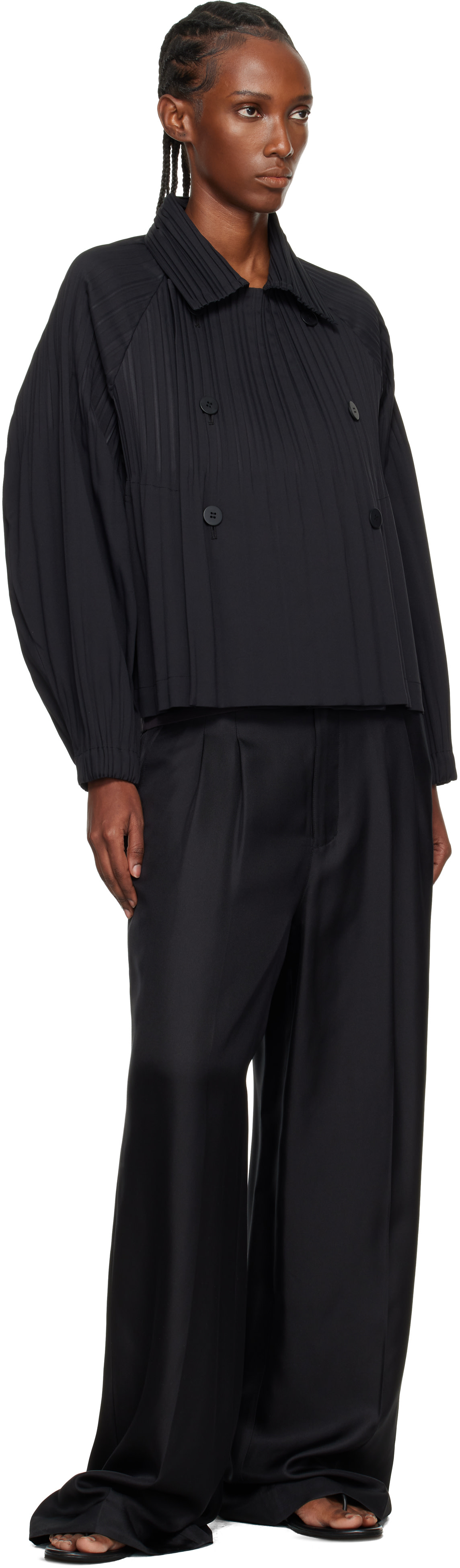 週末セールISSEY MIYAKE PLEATS PLEASE セットアップ PLEATS PLEASE ISSEY MIYAKE: Black Smooth Jacket | SSENSE