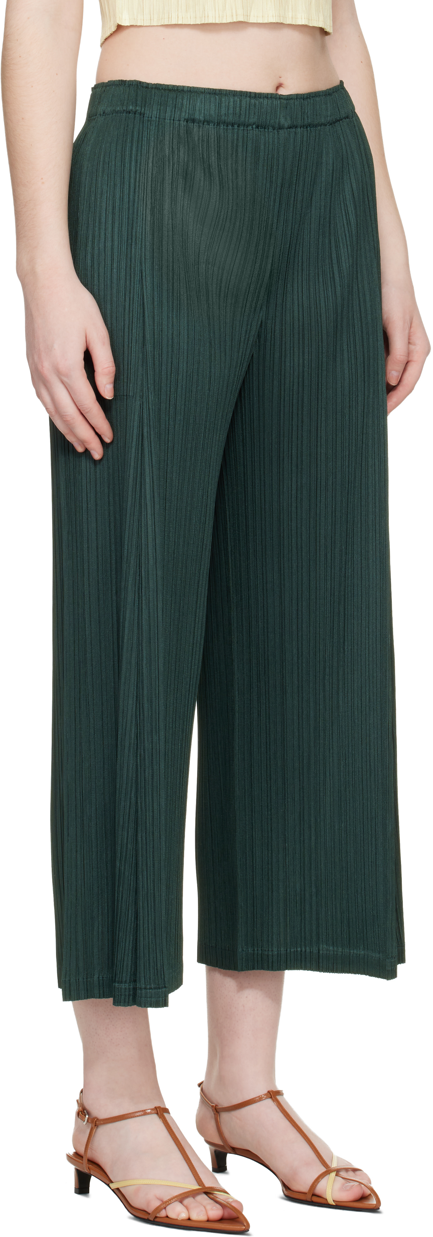 PLEATS PLEASE ISSEY MIYAKE: Green Monthly Colors December Trousers