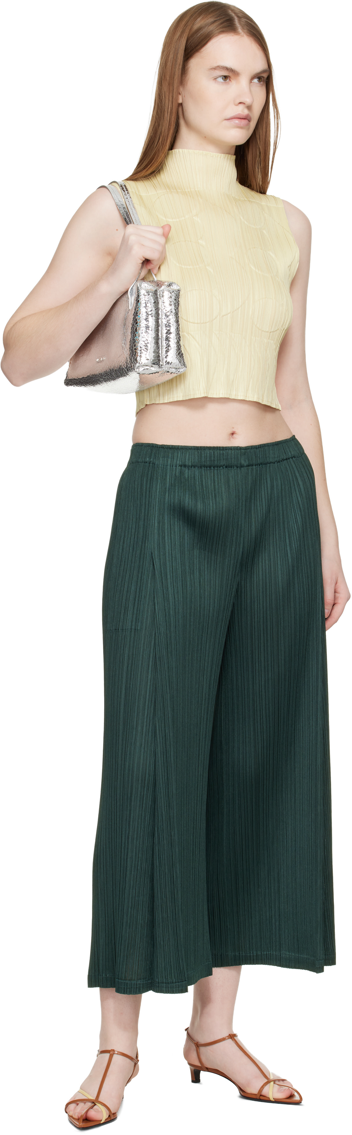 PLEATS PLEASE ISSEY MIYAKE: Green Monthly Colors December Trousers