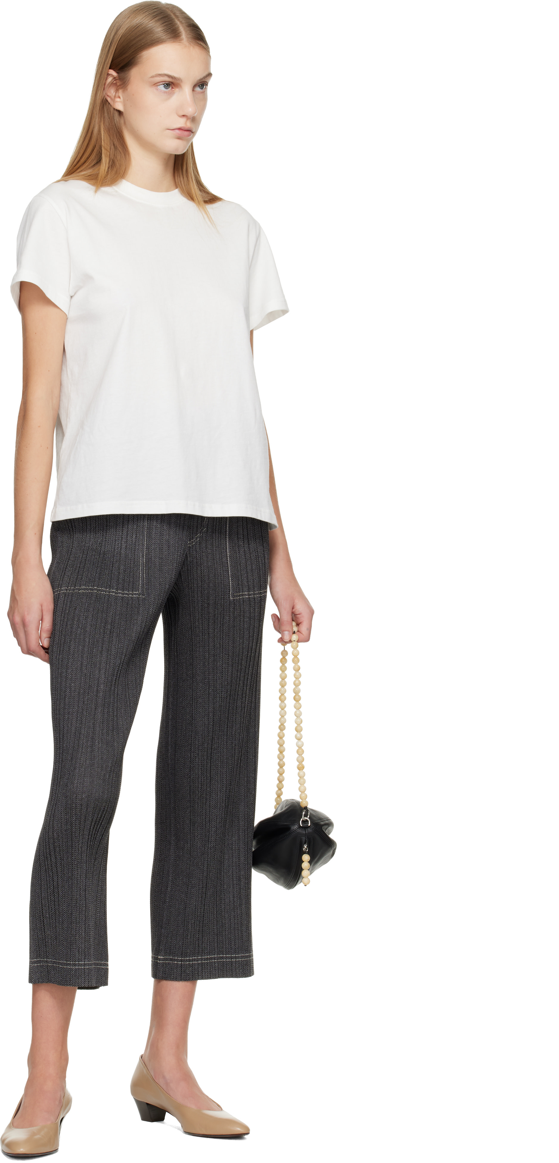 PLEATS PLEASE ISSEY MIYAKE: Gray Cotton Denim Trousers | SSENSE