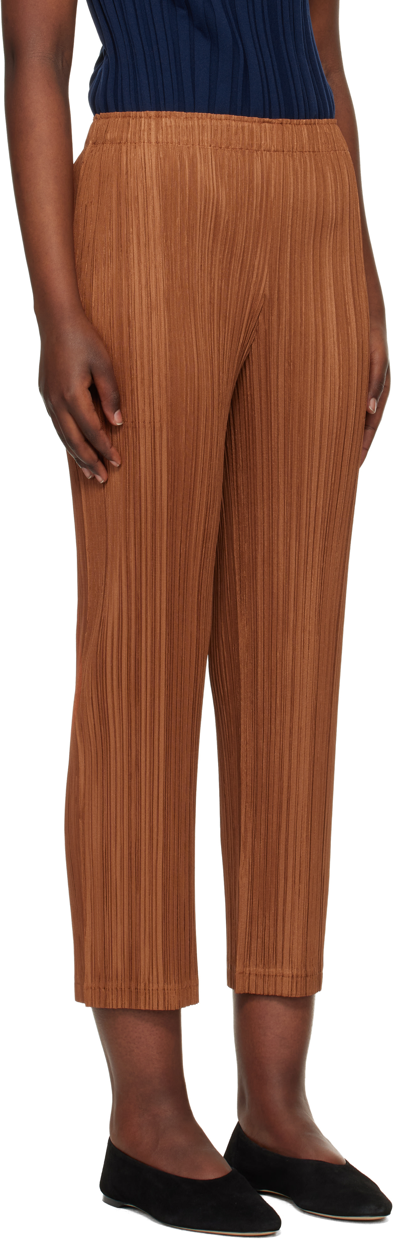PLEATS PLEASE ISSEY MIYAKE: Tan Thicker 2 Trousers | SSENSE