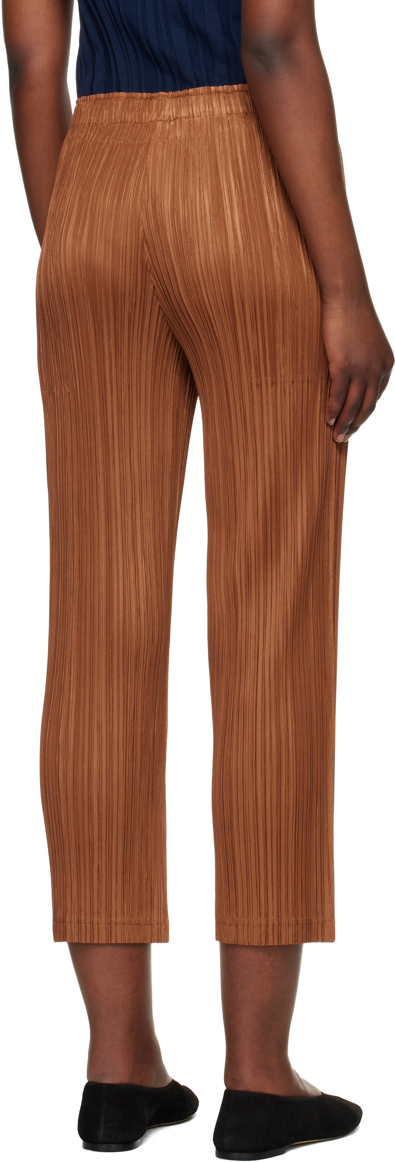 PLEATS PLEASE ISSEY MIYAKE: Tan Thicker 2 Trousers | SSENSE