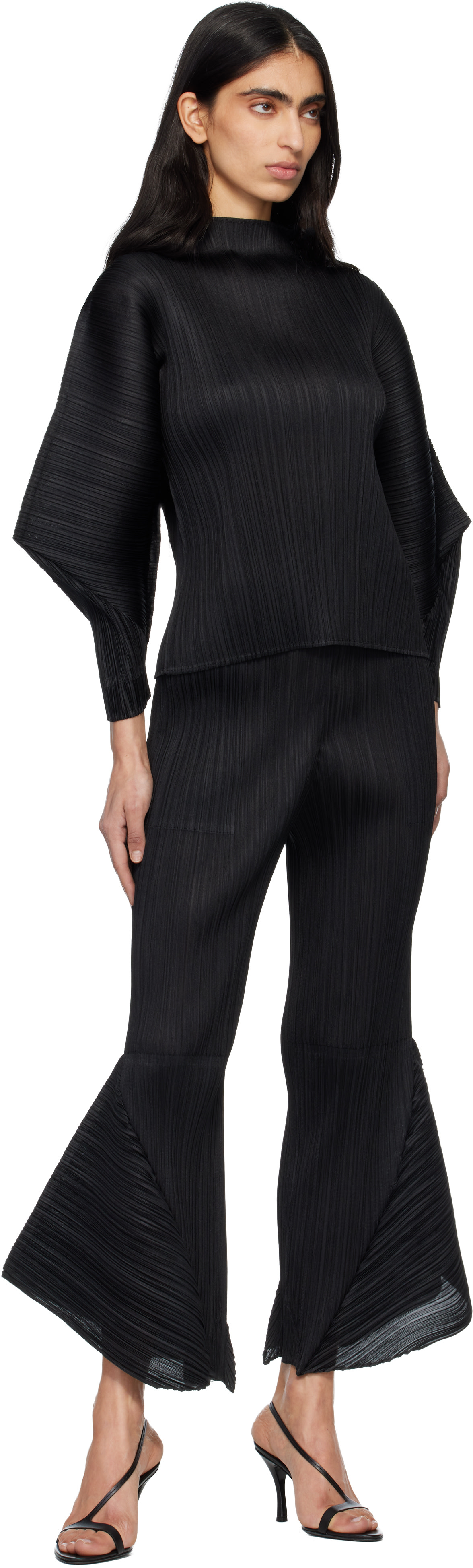 PLEATS PLEASE ISSEY MIYAKE: Black Skyline Trousers | SSENSE