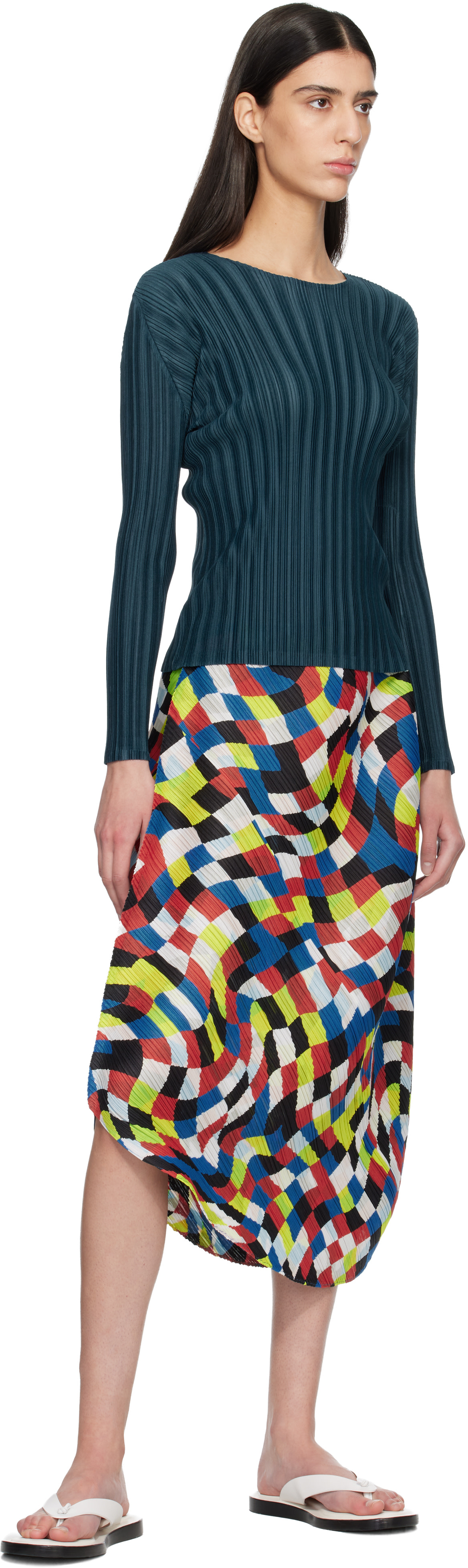 プリーツプリーズ Dancing Square サイズ3 PLEATS PLEASE ISSEY MIYAKE: Multicolor Dancing Square Midi Skirt