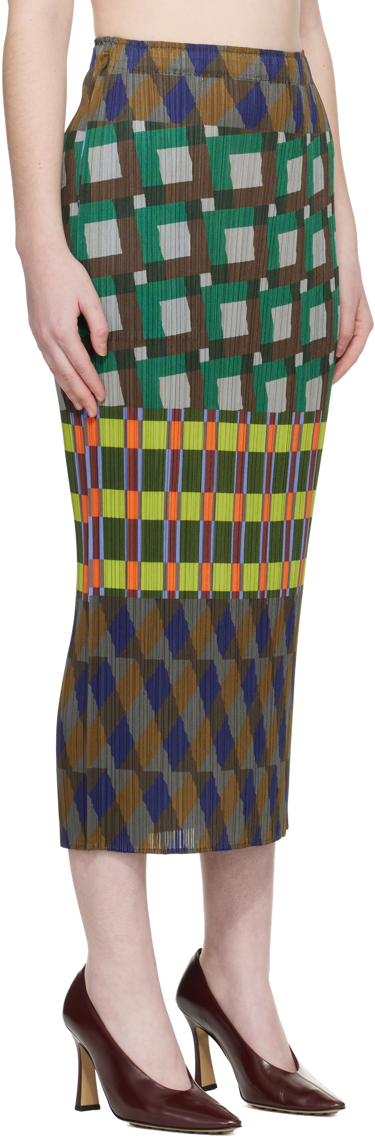 PLEATS PLEASE ISSEY MIYAKE: Multicolor Harmony Maxi Skirt | SSENSE