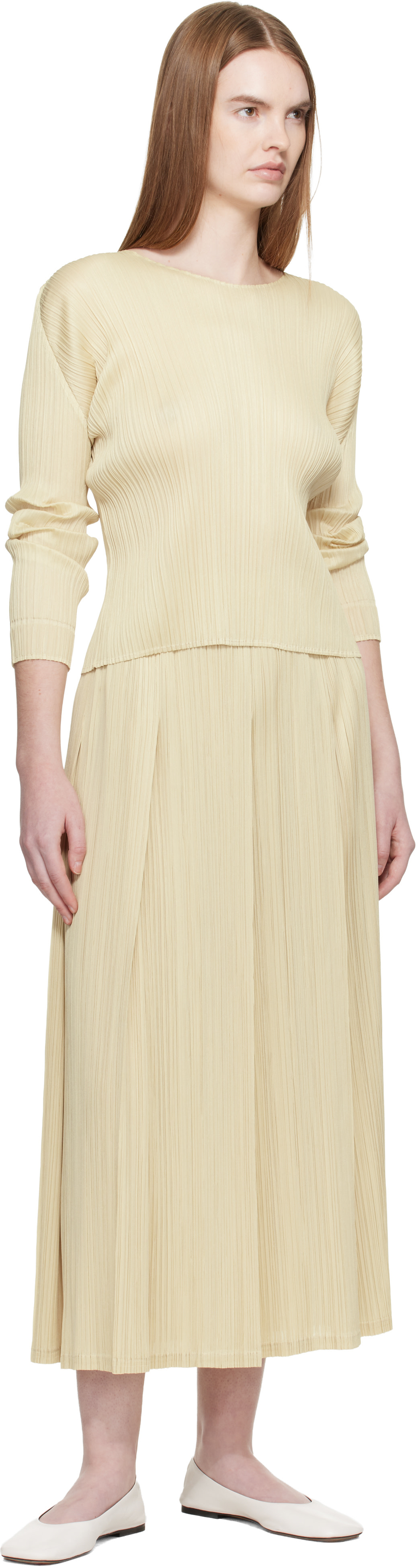 PLEATS PLEASE ISSEY MIYAKE: Beige Monthly Colors December Maxi