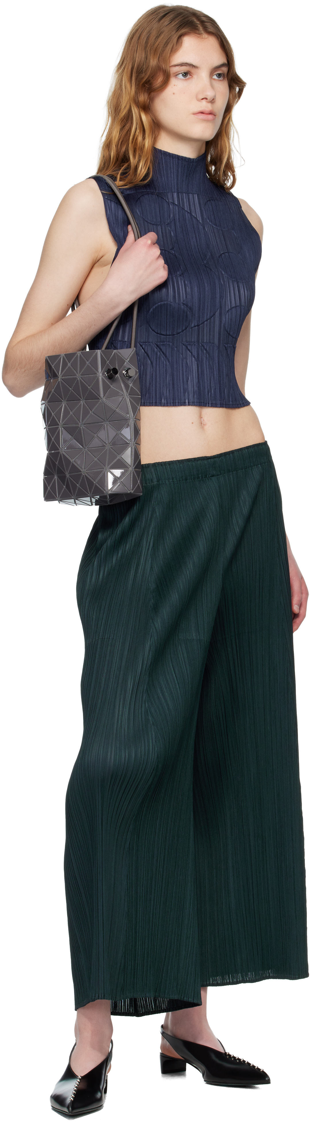 PLEATS PLEASE ISSEY MIYAKE: Navy Tune Top | SSENSE