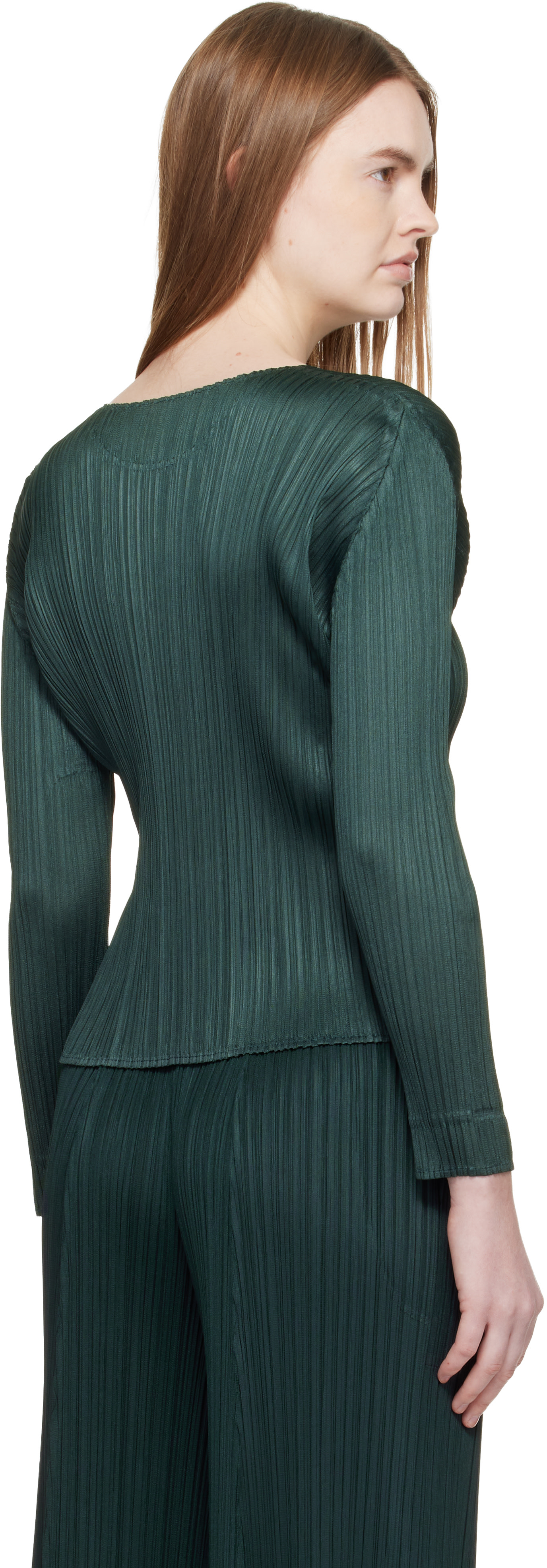 PLEATS PLEASE ISSEY MIYAKE: Green Monthly Colors December Blouse