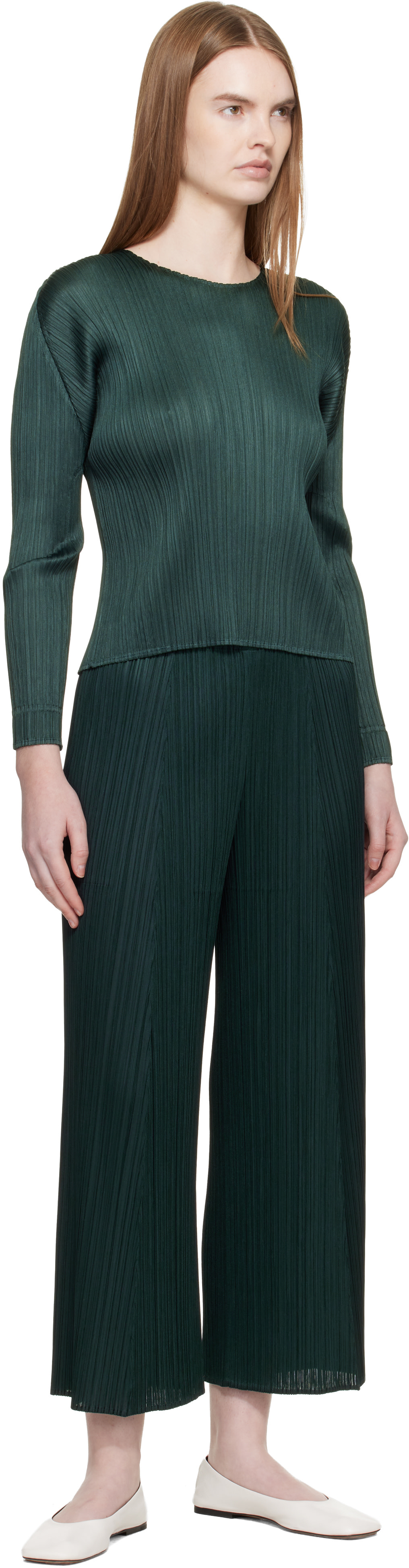 PLEATS PLEASE ISSEY MIYAKE: Green Monthly Colors December Blouse