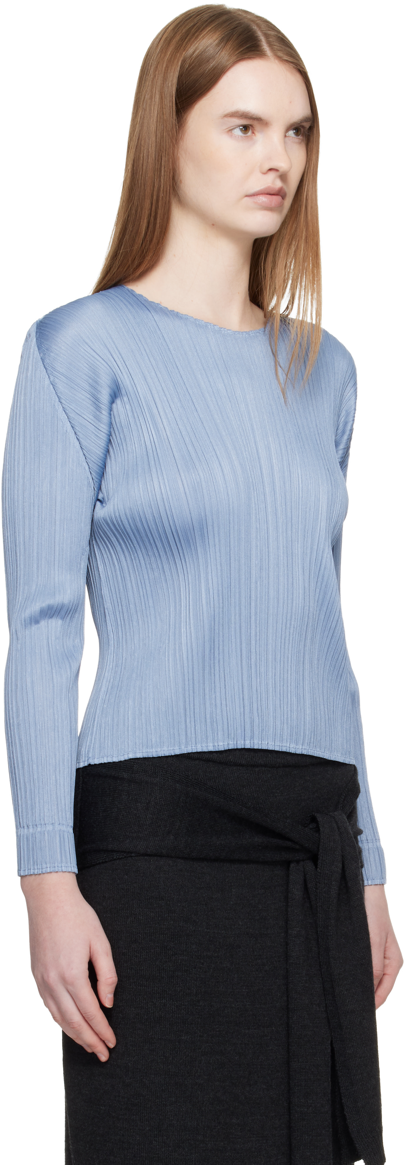 PLEATS PLEASE ISSEY MIYAKE: Blue Monthly Colors December Blouse