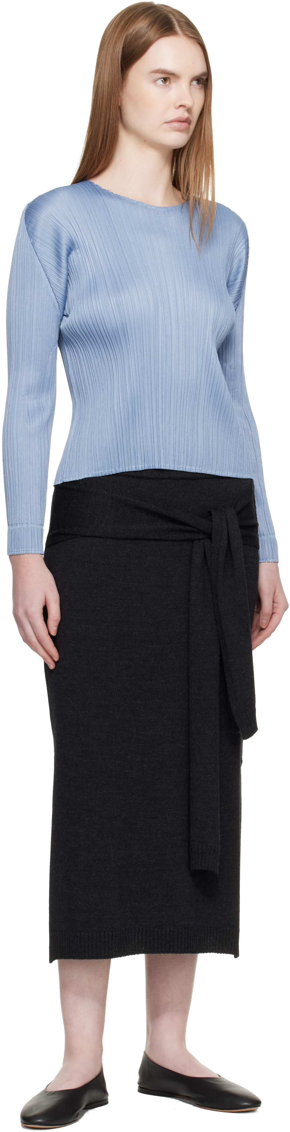 PLEATS PLEASE ISSEY MIYAKE: Blue Monthly Colors December Blouse