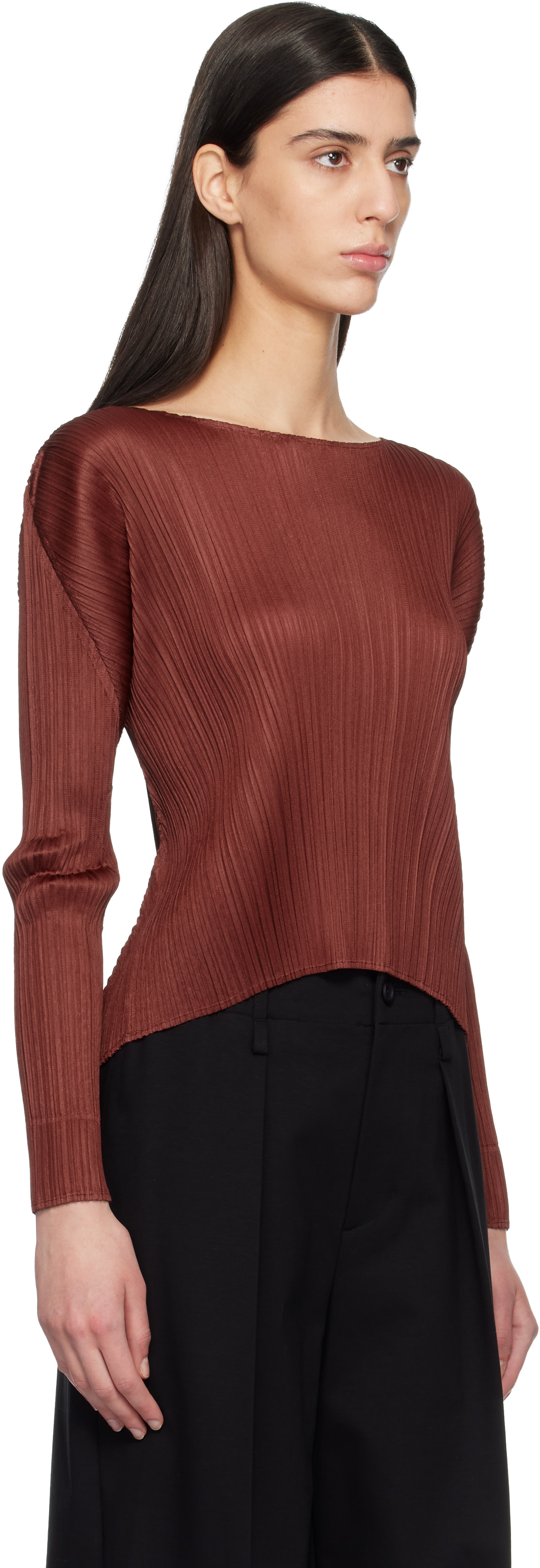 PLEATS PLEASE ISSEY MIYAKE: Burgundy Monthly Colors October Top