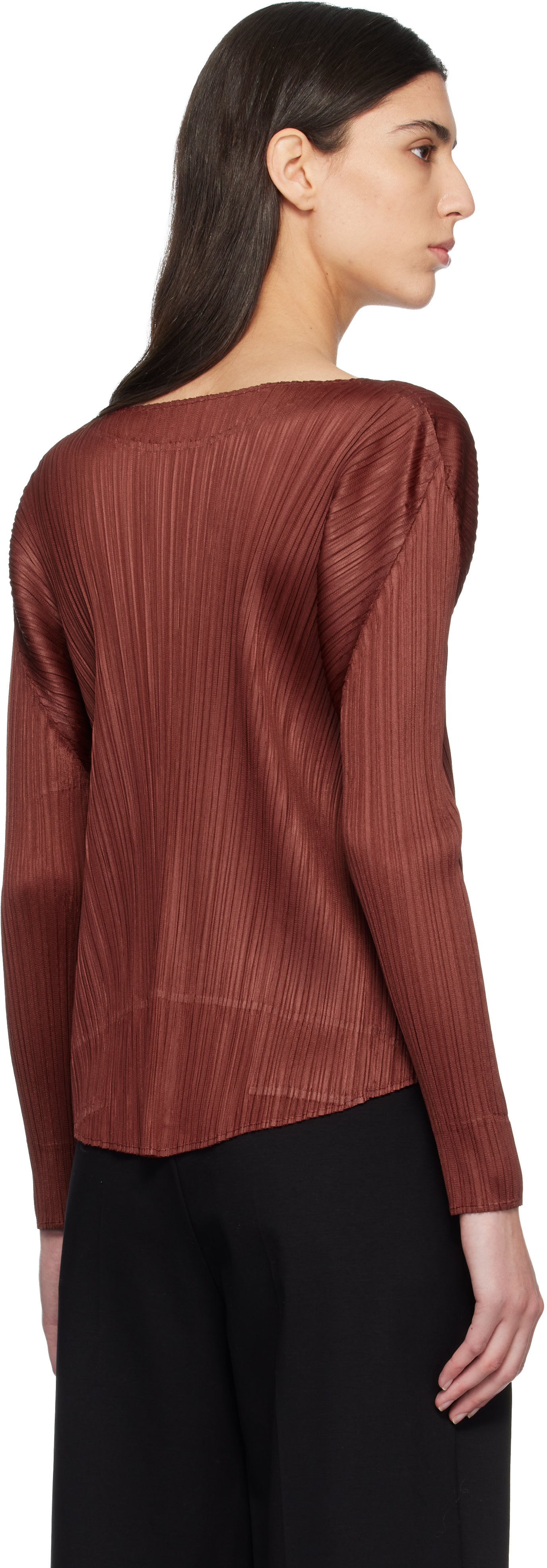 PLEATS PLEASE ISSEY MIYAKE: Burgundy Monthly Colors October Top