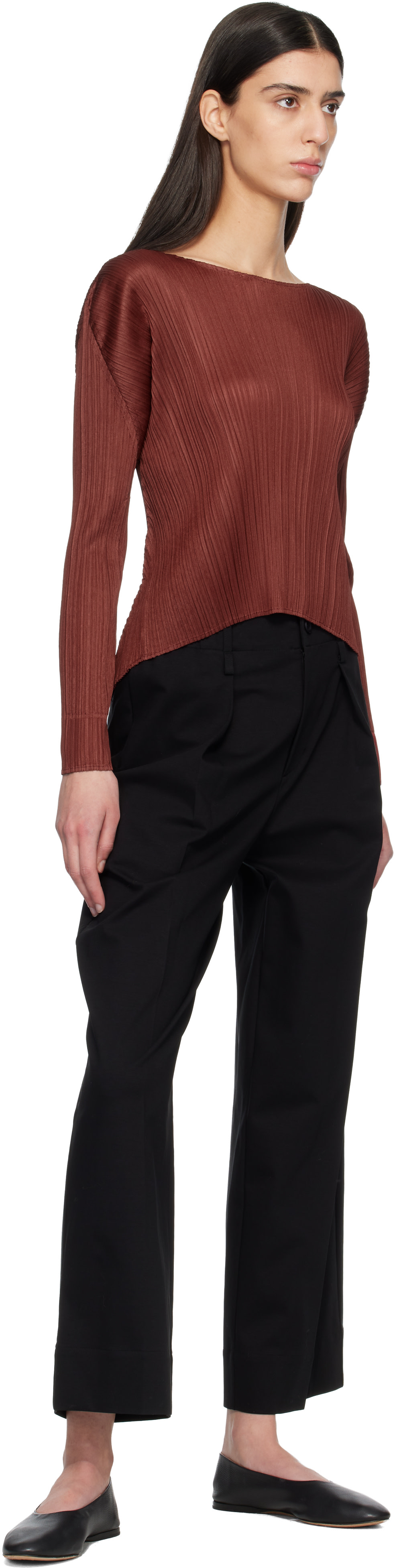 PLEATS PLEASE ISSEY MIYAKE: Burgundy Monthly Colors October Top