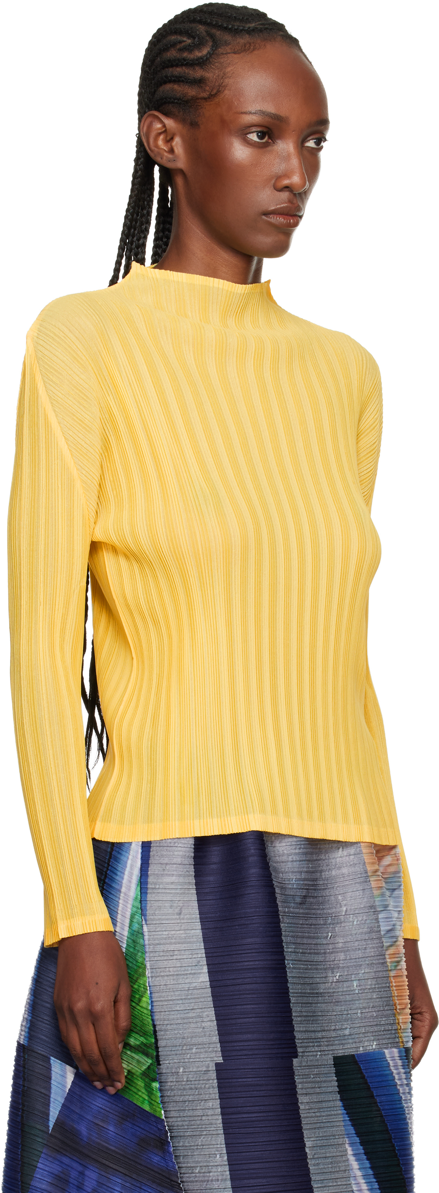 PLEATS PLEASE ISSEY MIYAKE: Yellow Rib Pleats January Top | SSENSE