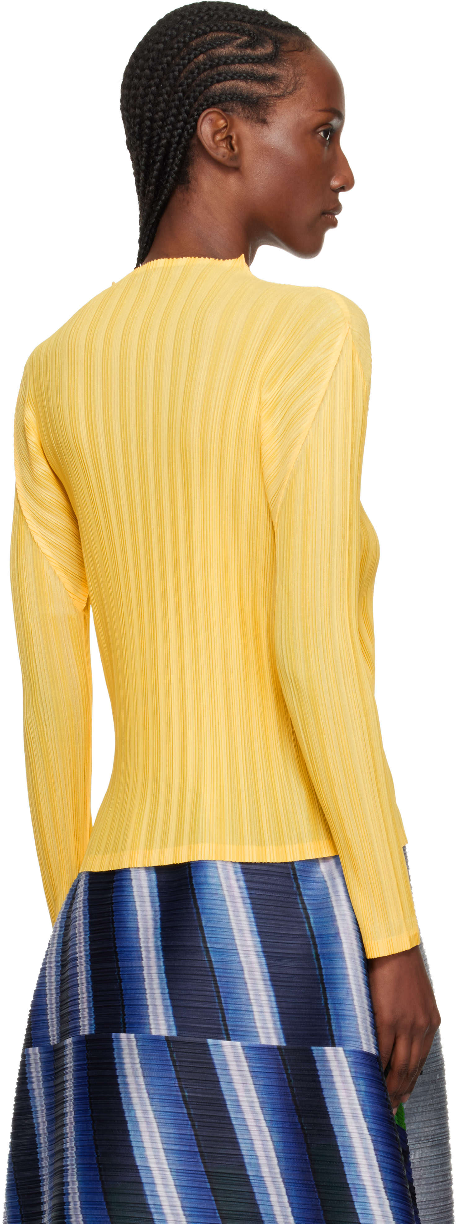 PLEATS PLEASE ISSEY MIYAKE: Yellow Rib Pleats January Top | SSENSE