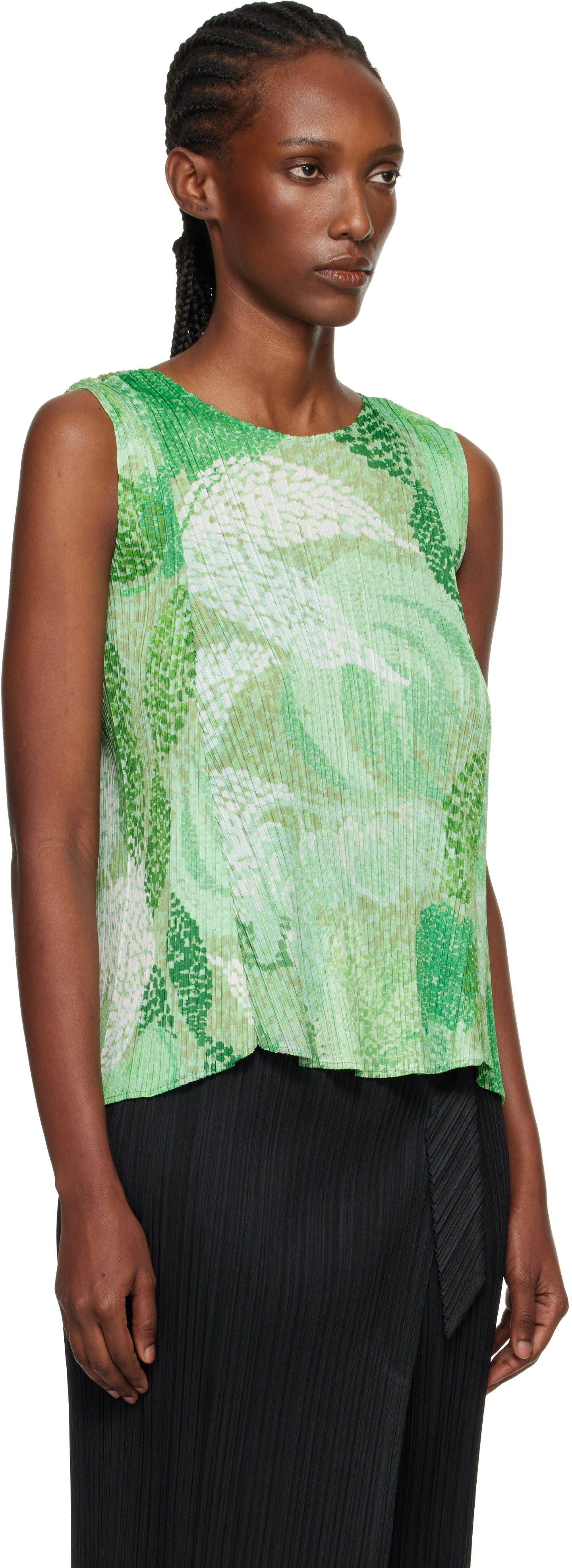 PLEATS PLEASE ISSEY MIYAKE: Green Foggy Forest Top | SSENSE