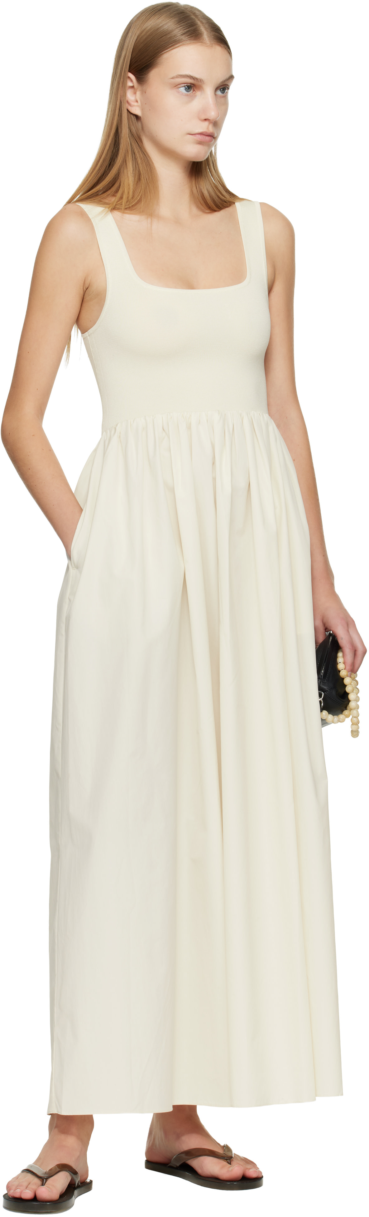 matteau maxi dress Matteau Knit And Cotton Dress - Ecru