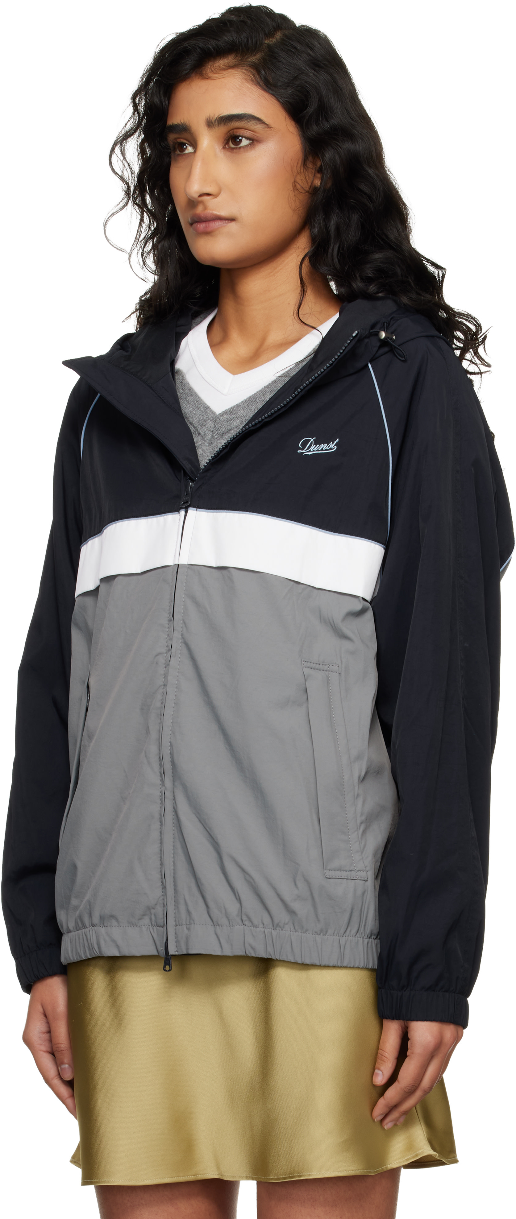 Dunst: Navy & Gray Blocked Windbreaker Jacket | SSENSE Canada