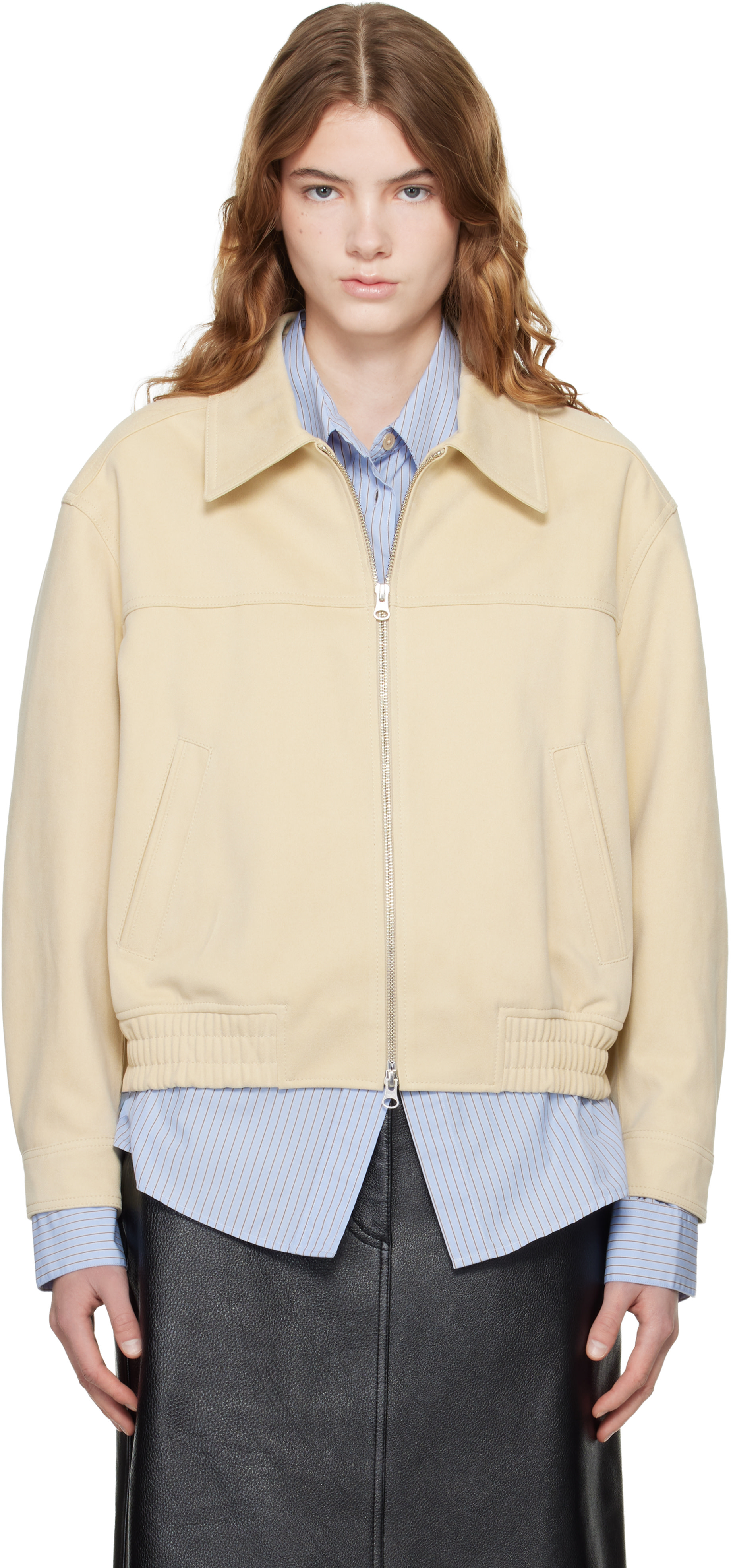 Dunst - Blouson beige en suède synthétique à col classique