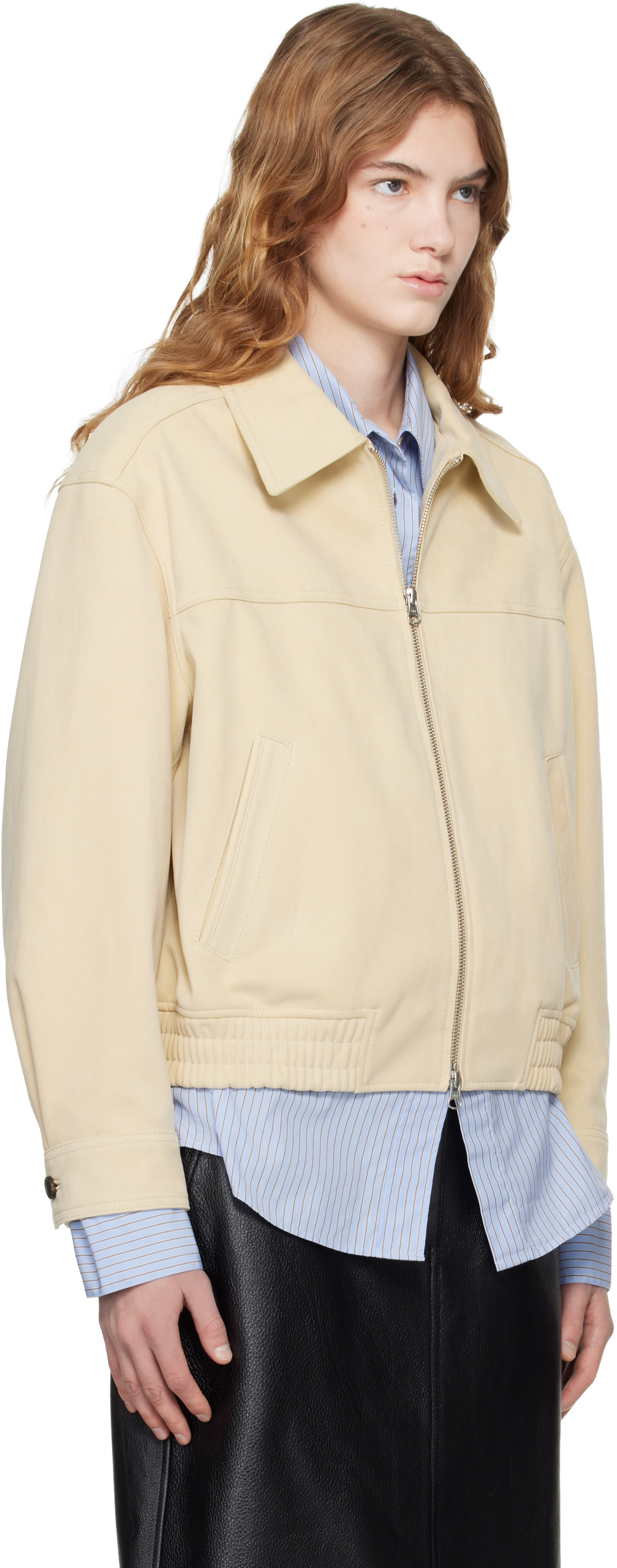 Dunst - Blouson beige en suède synthétique à col classique