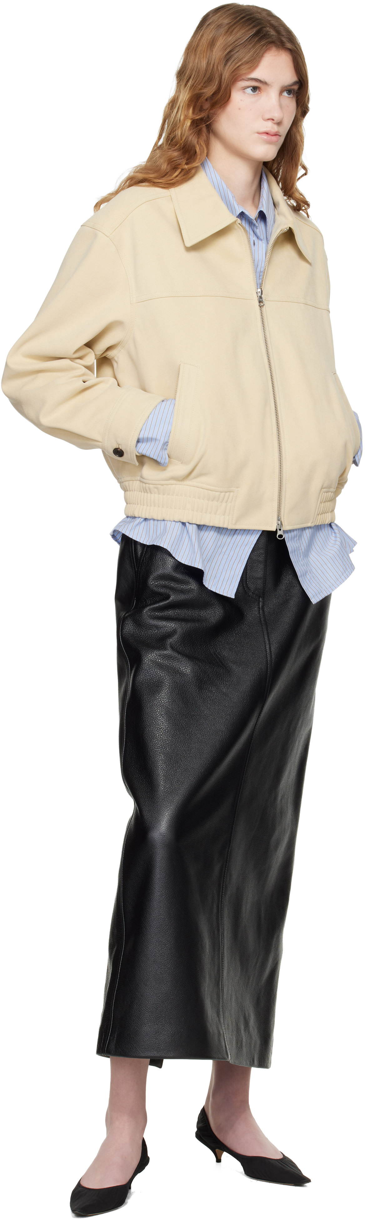 Dunst - Blouson beige en suède synthétique à col classique