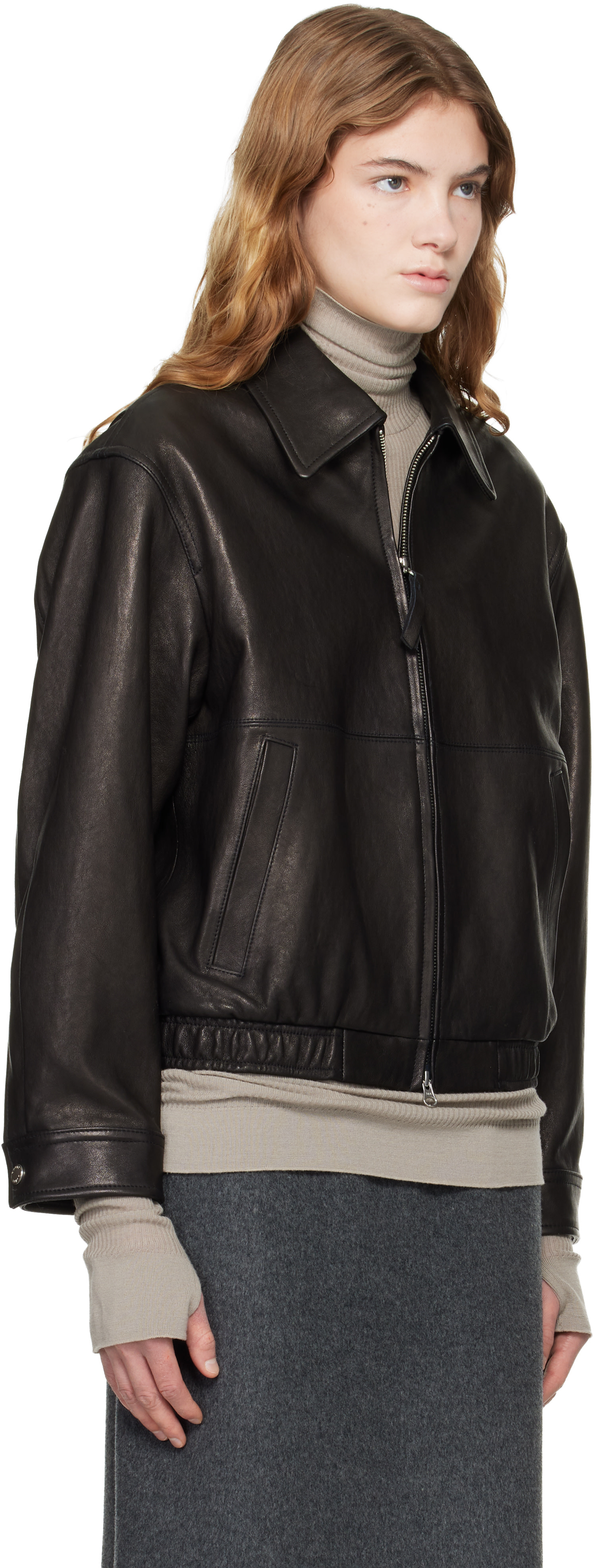 Dunst ファー付き黒レザージャケット Dunst: ブラック Lily Half フェイクレザー ジャケット | SSENSE 日本