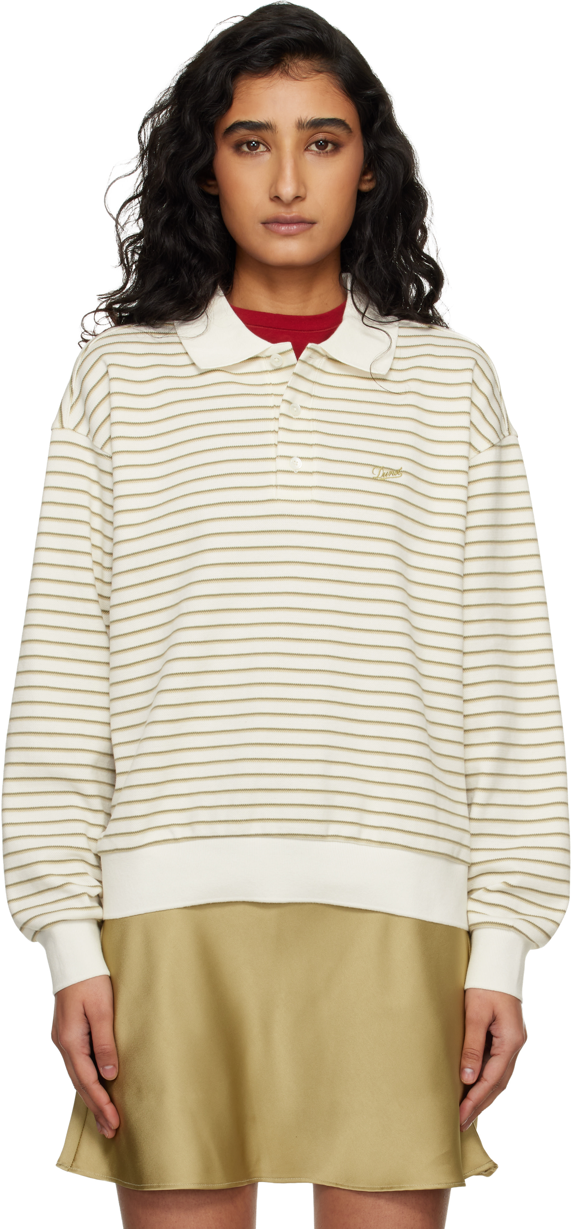 Dunst - Polo blanc cassé à rayures et à logo
