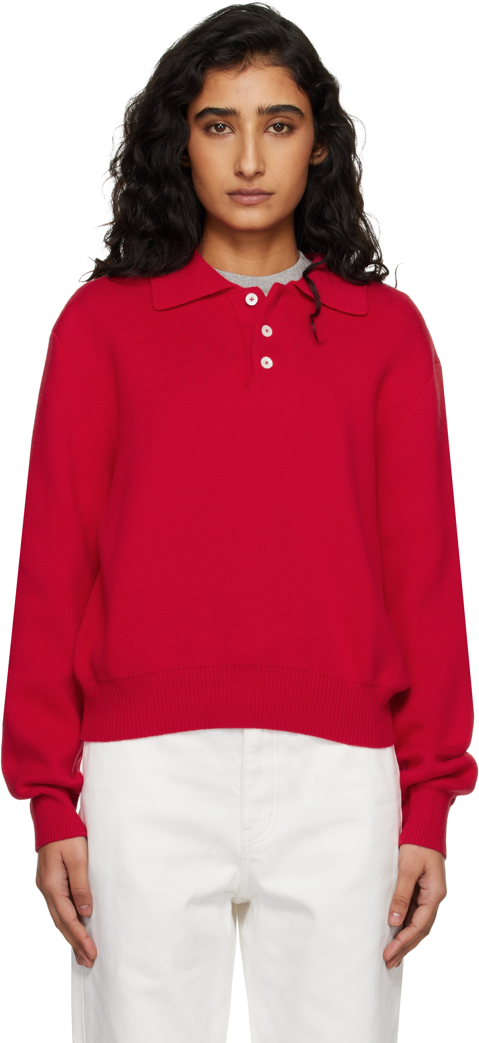 Dunst - Polo de style pull rouge en cachemire à col classique